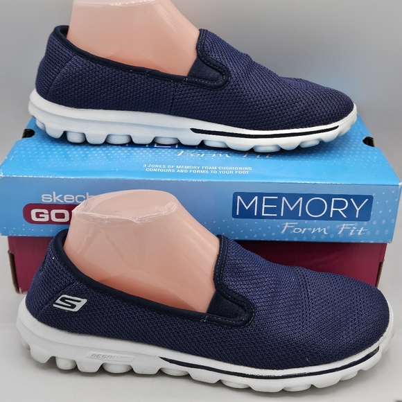 Sketchers go walk memory foam slipon navy dazzle shoes size 9.5 - Picture 16 of 16